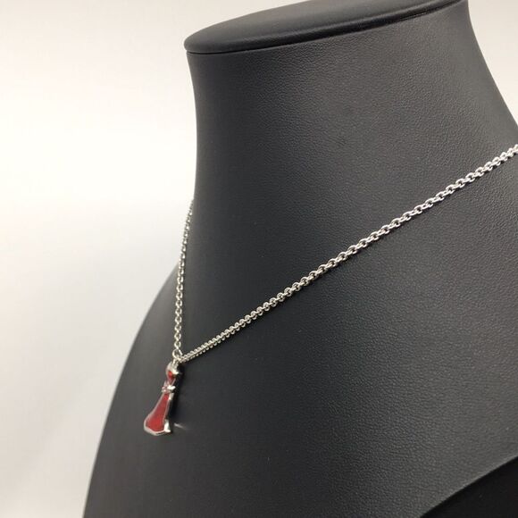 Swarovski Red Enamel Dress Pendant Silver Tone Necklace - Picture 5 of 16